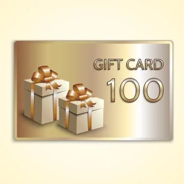 Vector abstract golden gift card with boxes Stock Illustration