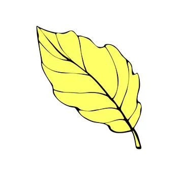 Vector abstract golden leaf in flat doodle style. Simple clip art, design ele 스톡 일러스트
