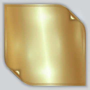 Vector abstract golden metallic rolled foil sheet with border Illustrazione stock