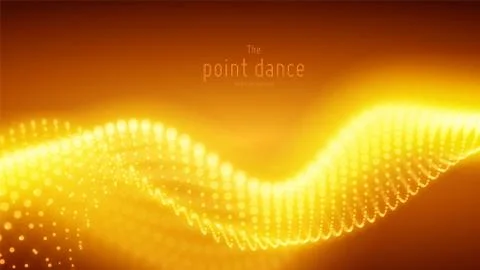 Vector abstract golden particle wave, points array, shallow depth of field Illustrazione stock