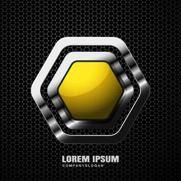 Vector abstract gradient mesh background with hexagon yellow shape in the met Stock Illustration