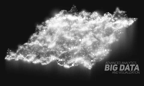 Vector abstract grayscale big data visualization. Futuristic infographics aes 库存插图