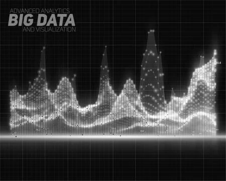 Vector abstract grayscale big data visualization. Futuristic infographics aes Stockillustratie