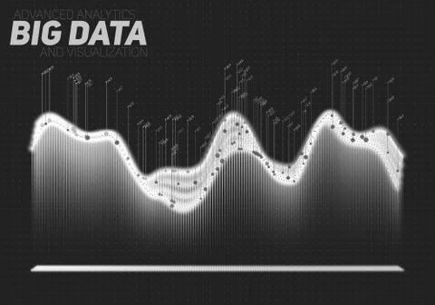 Vector abstract grayscale big data visualization. Futuristic infographics aes 库存插图