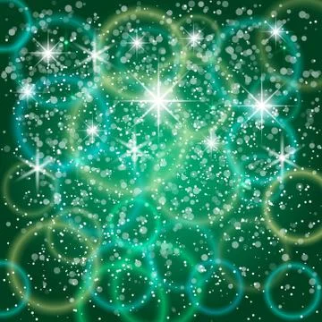 Vector abstract green background with bokeh and particles Stock Illustration