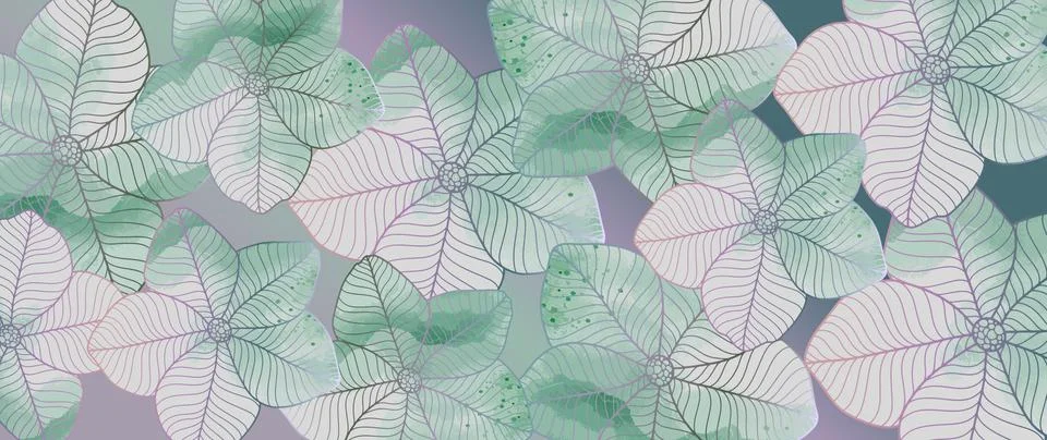 Vector abstract green background with delicate flowers for decor Stock Illustration