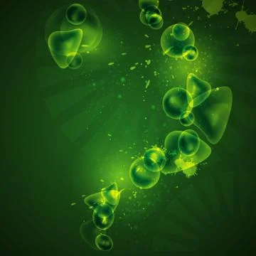 Vector abstract green background with shiny bubbles Stock Illustration