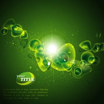 Vector abstract green background with shiny bubbles Stock Illustration