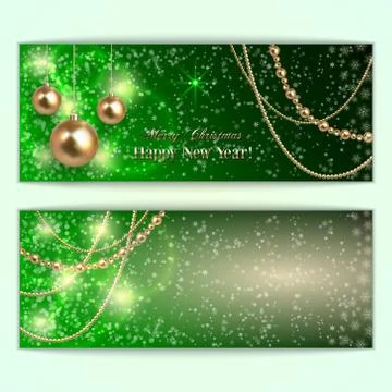 Vector abstract green Christmas and New Year Greeting or Invitation Stock Illustration