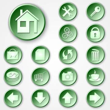 Vector abstract green round paper icon set Stock Illustration