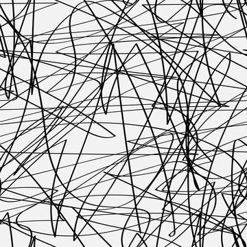 Vector abstract grunge black lines seamless pattern Stock Illustration