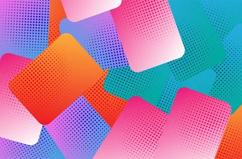 Vector Abstract Half-Tone colourful shapes on shaded Backgrounds Stock Illustration