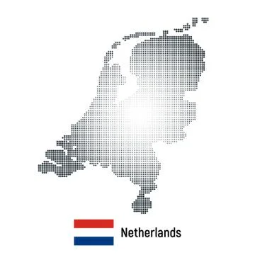 Vector abstract halftone illustration of Netherlands map with national flag. Stock Illustration