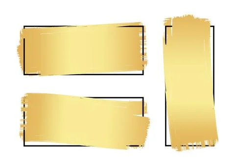 Vector abstract hand drawn ink brush stroke texture set. Geometric golden Stock Illustration