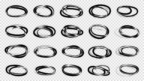 Vector abstract hand drawn marker ellipses. Hand drawn abstract grunge frames Stock Illustration