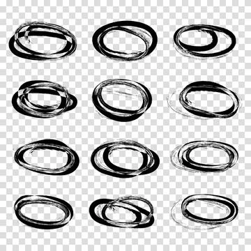 Vector abstract hand drawn marker ellipses. Hand drawn abstract grunge frames Stock Illustration