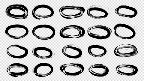 Vector abstract hand drawn marker ellipses. Hand drawn abstract grunge frames Stock Illustration