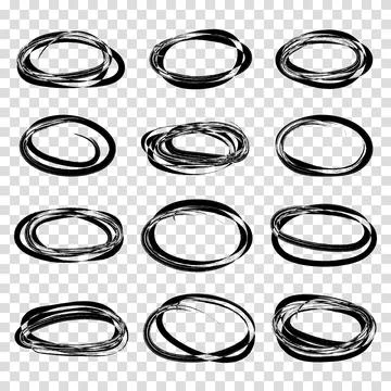 Vector abstract hand drawn marker ellipses. Hand drawn abstract grunge frames Stock Illustration