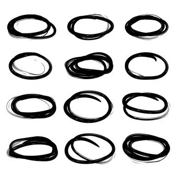 Vector abstract hand drawn marker ellipses. Hand drawn abstract grunge frames Stock Illustration