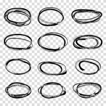 Vector abstract hand drawn marker ellipses. Hand drawn abstract grunge fram.. Stock Illustration