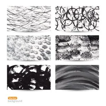 Vector abstract hand drawn set of six watercolor background,vector illustrati Stock Illustration