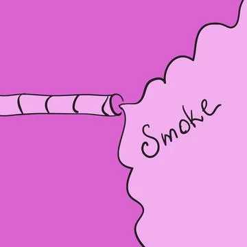 Vector of abstract hand-drawn smoking, cigarette and copyspace in pink vec... Stock Photos