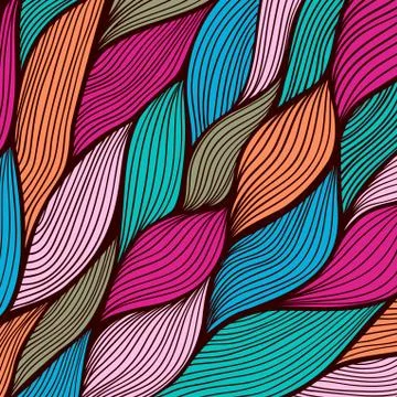 Vector abstract hand-drawn waves texture, wavy background. colorful waves bac Stock Illustration