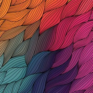 Vector abstract hand-drawn waves texture, wavy background. colorful waves bac Stock Illustration