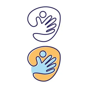 Vector abstract hand people icon symbol on the white background Stock Illustration