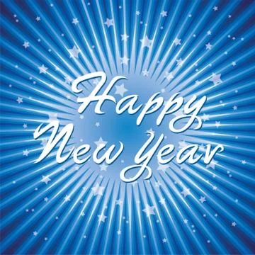 Vector abstract happy new year background with radial star burst Stock Illustration
