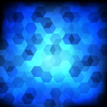 Vector : Abstract hexagons on blue background Stock Illustration