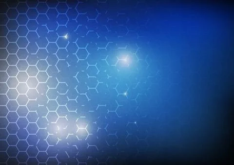 Vector : Abstract hexagons on blue background Stock Illustration