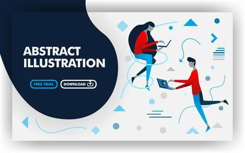 Vector abstract illustration .Banner website with white and dark blue. women  Stock Illustration