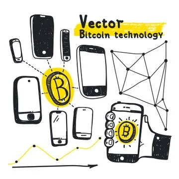Vector abstract illustration bitcoin technology Stock Illustration