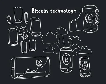 Vector abstract illustration bitcoin technology Stock Illustration