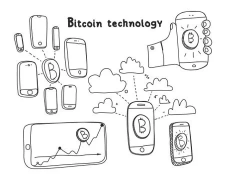 Vector abstract illustration bitcoin technology Stock Illustration