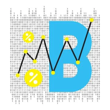 Vector abstract Illustration. Bitcoin technology Stock Illustration