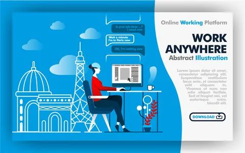 Vector abstract illustration .blue and white banner web or poster design abou Stock Illustration
