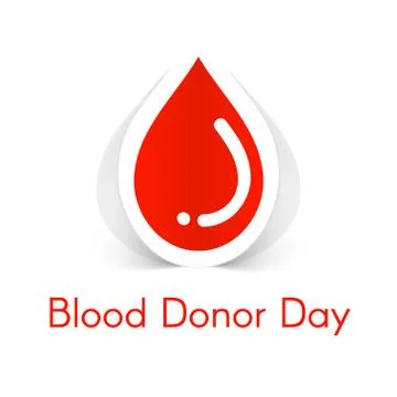 Vector abstract illustration of drop of blood. Realistic sticker. Design temp Stock Illustration