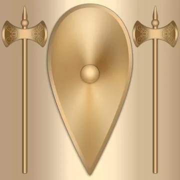 Vector abstract illustration of old gold Greek shield Illustrazione stock