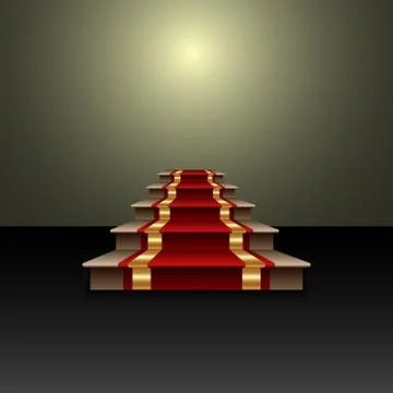 Vector abstract illustration of red carpet on the staircase Stock Illustration
