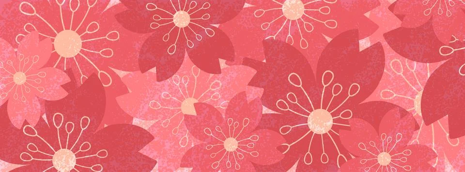 Vector abstract illustration with texture pink cherry flowers background. M.. Stockillustratie