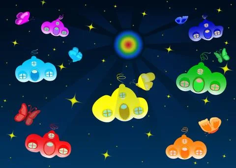 Vector Abstract image of the butterfly at a starry sky or space. Stock Illustration