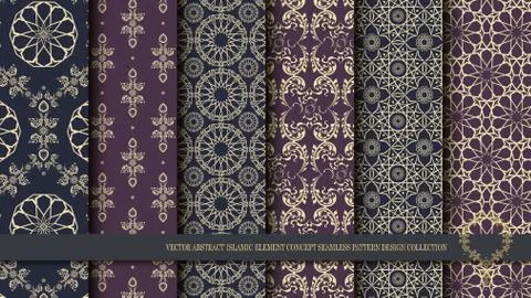 Vector abstract islamic element concept seamless pattern design collection Stock Illustration