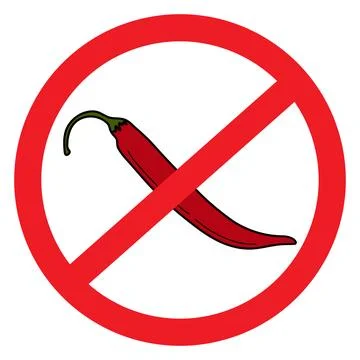 Vector abstract isolated image of red hot Chili pepper under the ban sign Illustrazione stock