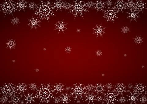 Vector abstract landscape consisting of snowflakes on dark red background Stock Illustration