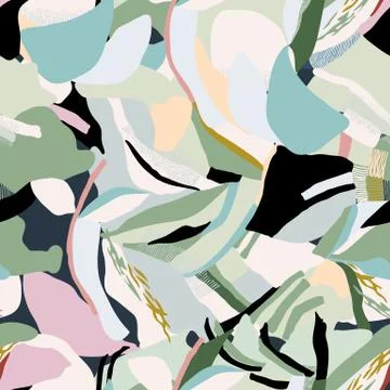 Vector abstract layer shapes seamless repeat pattern. Stock Illustration