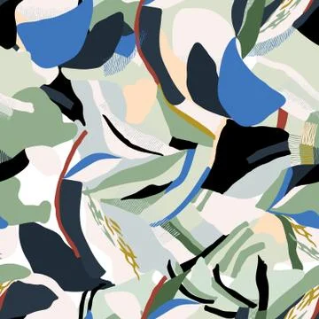 Vector abstract layer shapes seamless repeat pattern. Stock Illustration