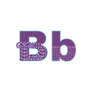 Vector abstract letter B with ornamental pattern. Cartoon signs Stock Illustration