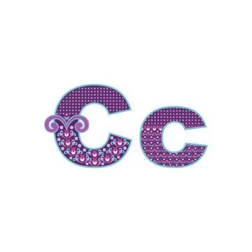 Vector abstract letter C with ornamental pattern. Cartoon signs Stock Illustration